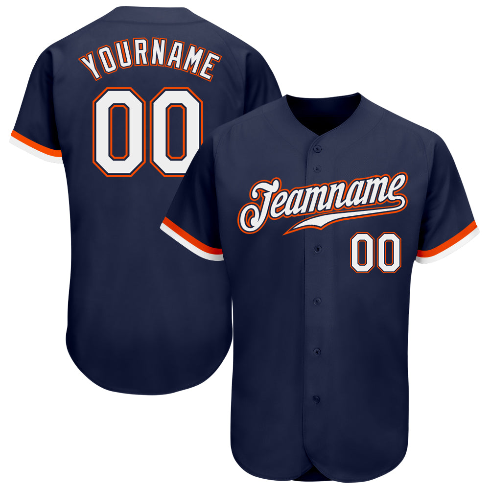 Orange Navy-White CUSTOM Baseball Jersey -  Worldwide Shipping