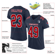 Загрузить изображение в средство просмотра галереи, Custom Navy Red-White Mesh Authentic Football Jersey
