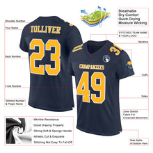 Загрузить изображение в средство просмотра галереи, Custom Navy Gold-White Mesh Authentic Football Jersey
