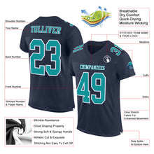 Загрузить изображение в средство просмотра галереи, Custom Navy Aqua-White Mesh Authentic Football Jersey
