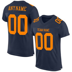 Custom Navy Bay Orange Mesh Authentic Football Jersey