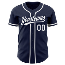 Load image into Gallery viewer, Custom Navy White Authentic Baseball Jersey
