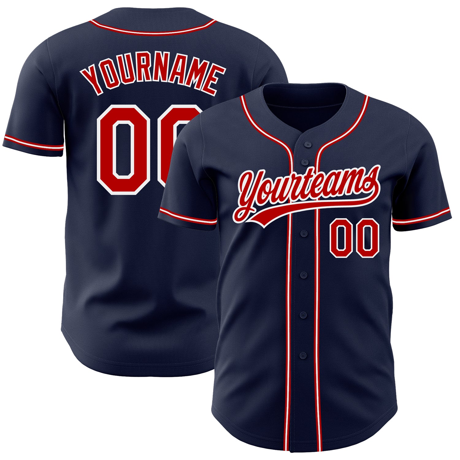 Custom Navy Red-White Authentic Baseball Jersey Discount