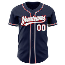 Load image into Gallery viewer, Custom Navy White Gray-Red Authentic Baseball Jersey
