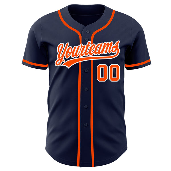 Custom Navy Orange-White Authentic Baseball Jersey Discount