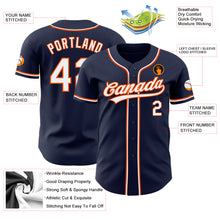 Load image into Gallery viewer, Custom Navy White-Orange Authentic Baseball Jersey
