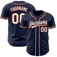 Load image into Gallery viewer, Custom Navy White-Orange Authentic Baseball Jersey
