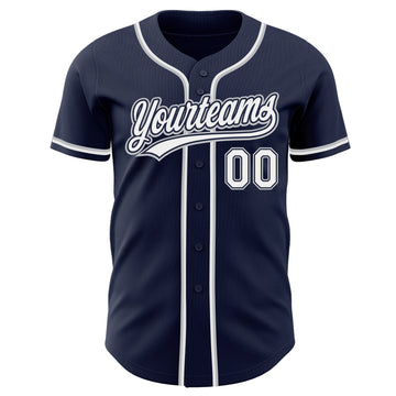 Custom Navy White-Gray Authentic Baseball Jersey