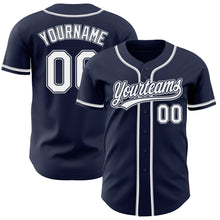 Charger l&#39;image dans la galerie, Custom Navy White-Gray Authentic Baseball Jersey
