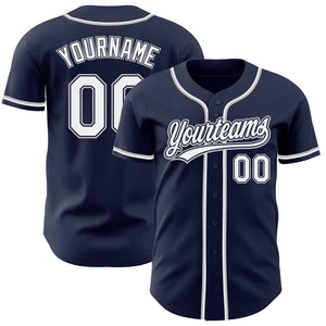 Custom Navy White-Gray Authentic Baseball Jersey