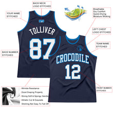 Load image into Gallery viewer, Custom Navy White-Blue Authentic Throwback Basketball Jersey
