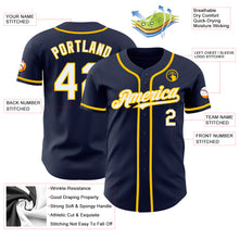 Load image into Gallery viewer, Custom Navy White-Yellow Authentic Baseball Jersey
