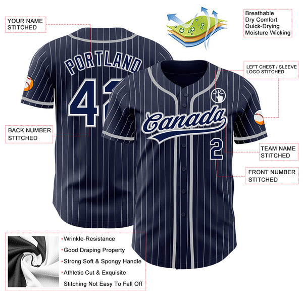 Cheap Custom Gray Navy Pinstripe Navy-Light Blue Authentic Baseball Jersey  Free Shipping – CustomJerseysPro