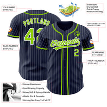 Charger l&#39;image dans la galerie, Custom Navy White Pinstripe Neon Green Authentic Baseball Jersey
