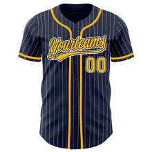 Charger l&#39;image dans la galerie, Custom Navy White Pinstripe Gold Authentic Baseball Jersey
