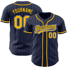 Charger l&#39;image dans la galerie, Custom Navy White Pinstripe Gold Authentic Baseball Jersey
