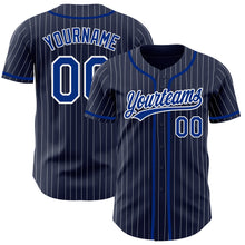 Charger l&#39;image dans la galerie, Custom Navy White Pinstripe Royal Authentic Baseball Jersey
