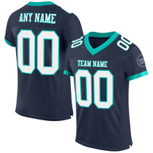 Charger l&#39;image dans la galerie, Custom Navy White-Aqua Mesh Authentic Football Jersey
