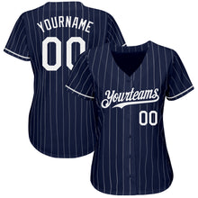 Charger l&#39;image dans la galerie, Custom Navy White Pinstripe Authentic Baseball Jersey
