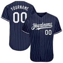 Charger l&#39;image dans la galerie, Custom Navy White Pinstripe Authentic Baseball Jersey
