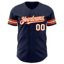 Charger l&#39;image dans la galerie, Custom Navy White-Orange Authentic Baseball Jersey
