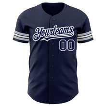 Charger l&#39;image dans la galerie, Custom Navy White-Gray Authentic Baseball Jersey
