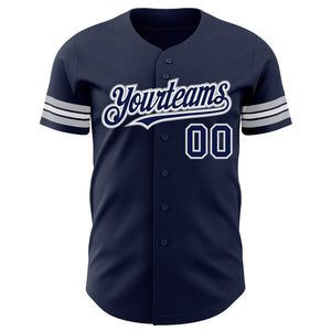 Custom Navy White-Gray Authentic Baseball Jersey