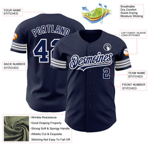 Custom Navy White-Gray Authentic Baseball Jersey