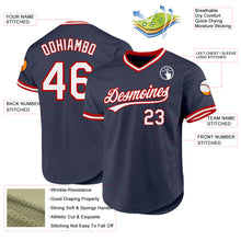 Load image into Gallery viewer, Custom Navy White-Red Authentic Throwback Baseball Jersey
