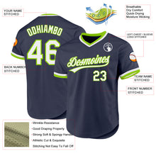 Load image into Gallery viewer, Custom Navy White-Neon Green Authentic Throwback Baseball Jersey
