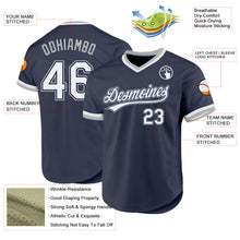 Load image into Gallery viewer, Custom Navy White-Gray Authentic Throwback Baseball Jersey
