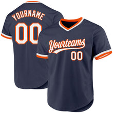 Load image into Gallery viewer, Custom Navy White-Orange Authentic Throwback Baseball Jersey
