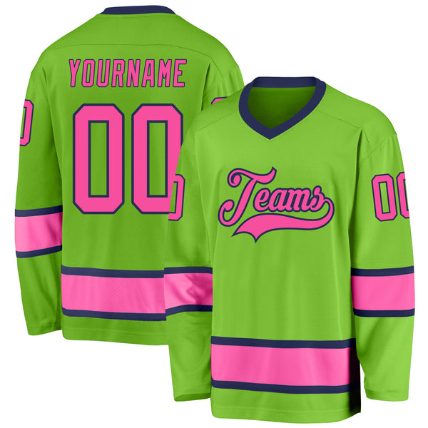 Cheap Custom Pink White-Green Hockey Jersey Free Shipping – CustomJerseysPro