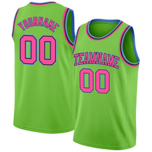 Charger l&#39;image dans la galerie, Custom Neon Green Pink-Light Blue Authentic Basketball Jersey
