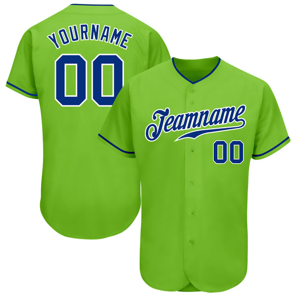 Cheap Custom Royal Neon Green-White Authentic Baseball Jersey Free Shipping  – CustomJerseysPro