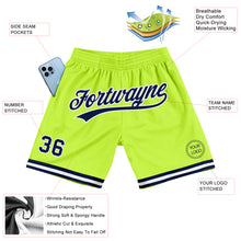 Laden Sie das Bild in den Galerie-Viewer, Custom Neon Green Navy-White Authentic Throwback Basketball Shorts
