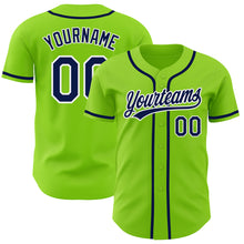 Charger l&#39;image dans la galerie, Custom Neon Green Navy-White Authentic Baseball Jersey
