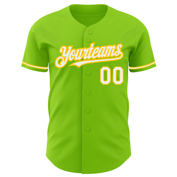 Custom Yellow Green-White Authentic Fade Fashion Baseball Jersey in 2023