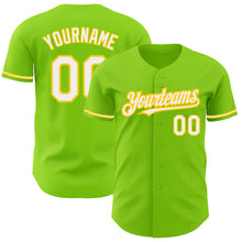 Charger l&#39;image dans la galerie, Custom Neon Green White-Yellow Authentic Baseball Jersey
