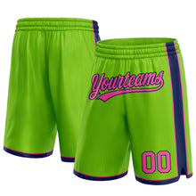 Laden Sie das Bild in den Galerie-Viewer, Custom Neon Green Pink-Navy Authentic Basketball Shorts
