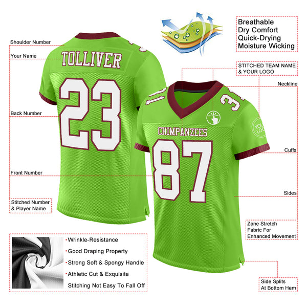 Cheap Custom Pink Green-White Mesh Authentic Football Jersey Free Shipping  – CustomJerseysPro