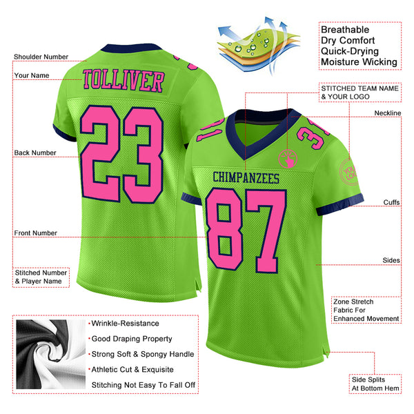 Cheap Custom Pink Pink-White Mesh Authentic Football Jersey Free Shipping –  CustomJerseysPro