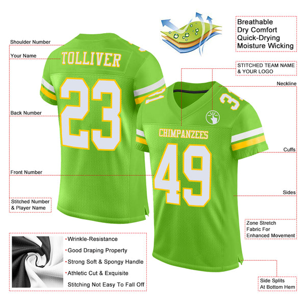 Cheap Custom Navy White-Neon Green Mesh Authentic Football Jersey Free  Shipping – CustomJerseysPro