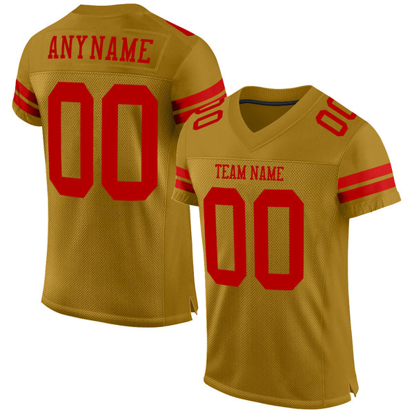 Custom White Burgundy-Gold Mesh Authentic Football Jersey – CustomJerseysPro