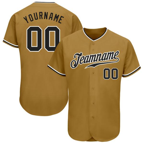Custom Baseball Jersey Black Gold-White