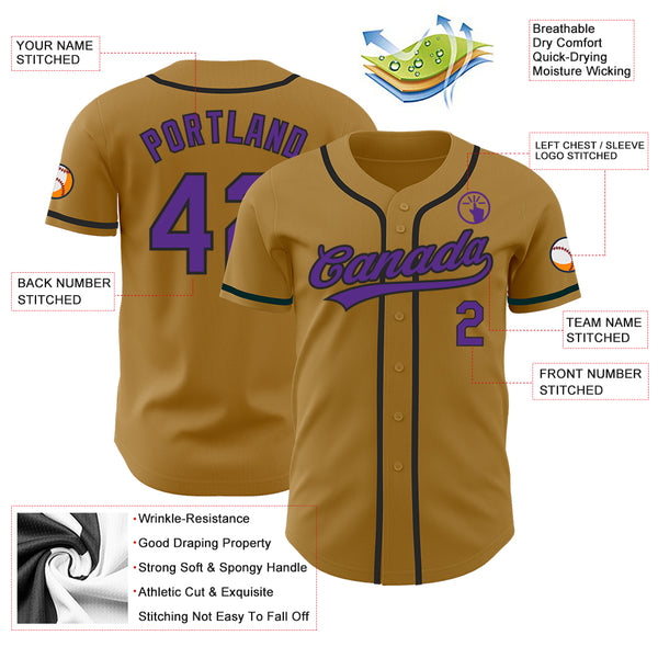 Cheap Custom Yellow Purple-Black Authentic Baseball Jersey Free