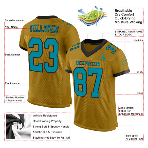 Cheap Custom Teal Gray-Navy Mesh Authentic Football Jersey Free Shipping –  CustomJerseysPro