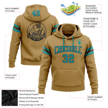 Charger l&#39;image dans la galerie, Custom Stitched Old Gold Teal-Black Football Pullover Sweatshirt Hoodie
