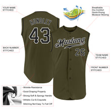 Загрузить изображение в средство просмотра галереи, Custom Olive Black-White Authentic Sleeveless Salute To Service Baseball Jersey
