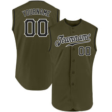 Загрузить изображение в средство просмотра галереи, Custom Olive Black-White Authentic Sleeveless Salute To Service Baseball Jersey
